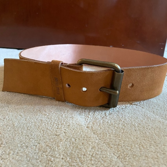 Miu miu suede finish leather belt with brass hardware - Picture 1 of 8